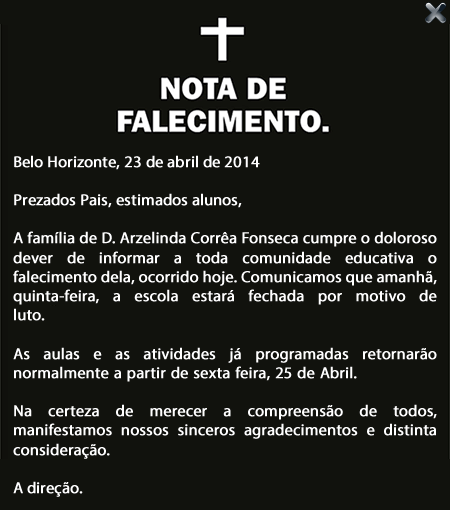 Nota de falecimento